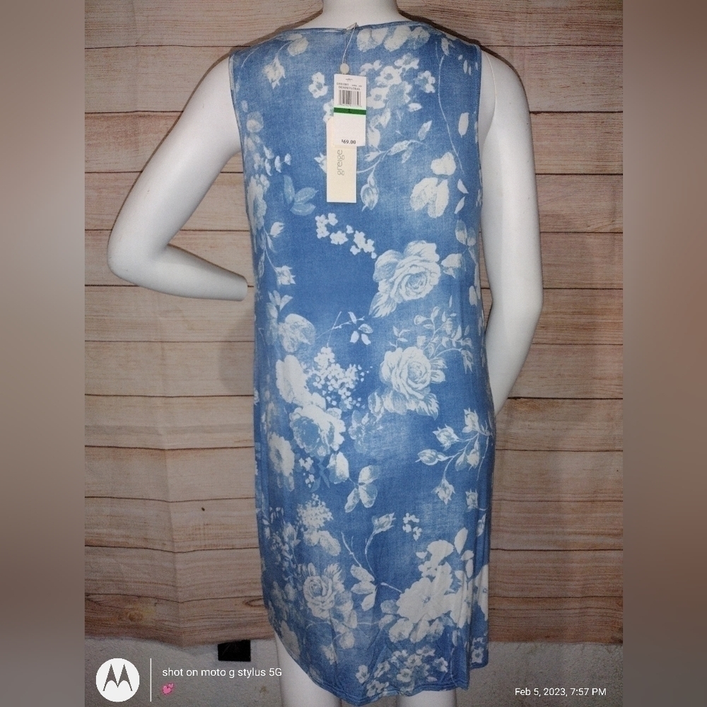 GREIGE Denim Floral Midi Dress - Picture 4 of 7